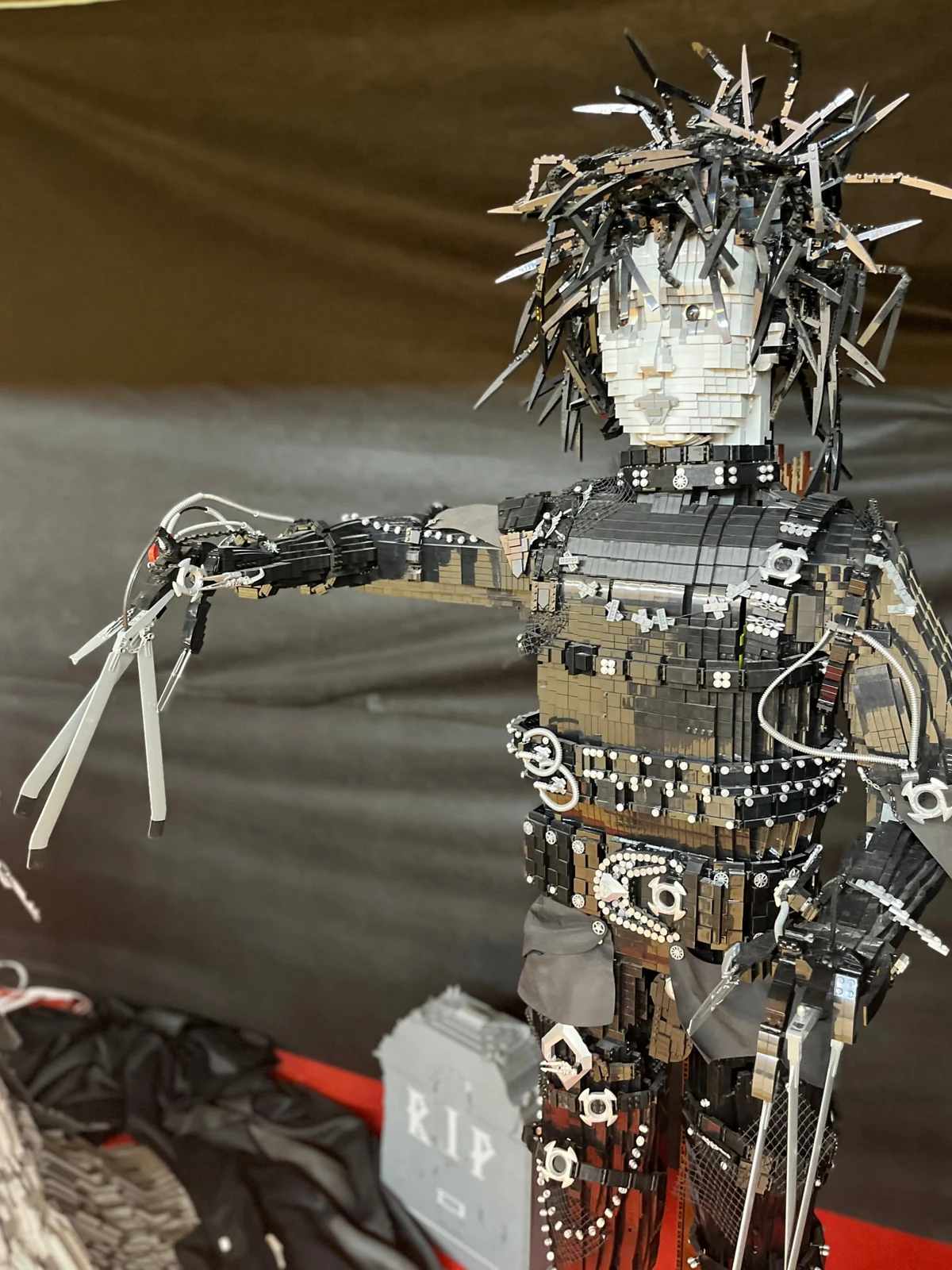 A life-size figure built from LEGO bricks on display at Lipno